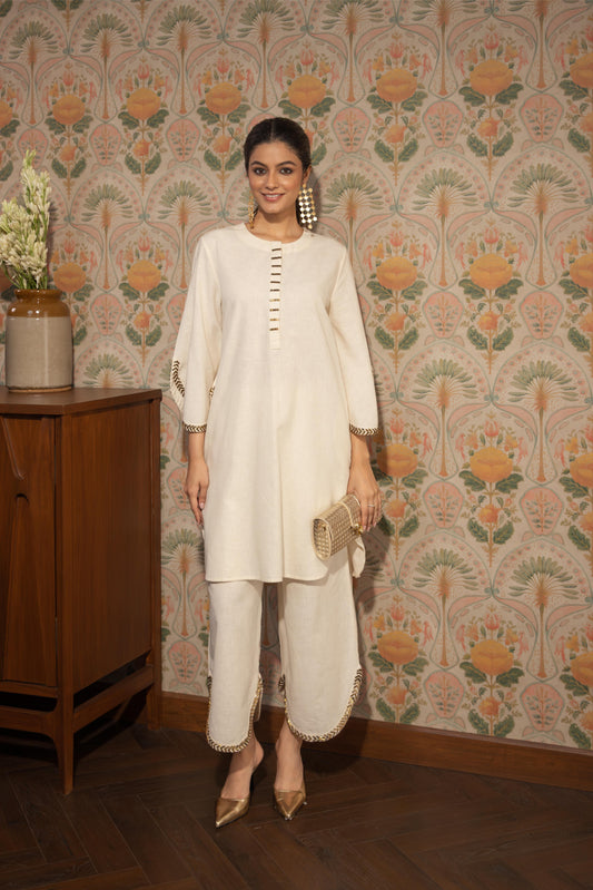 NOOR - KURTA AND PANT SET IVORY