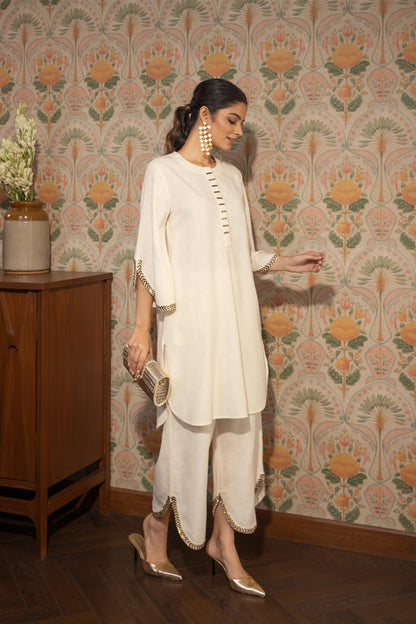 NOOR - KURTA AND PANT SET IVORY