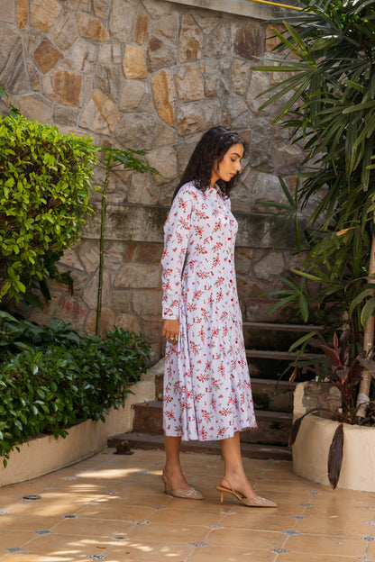 Vela Dress Floral Red Light Blue