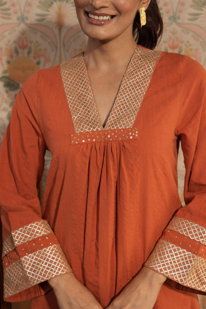 NIA - KURTA AND PANT SET RUST
