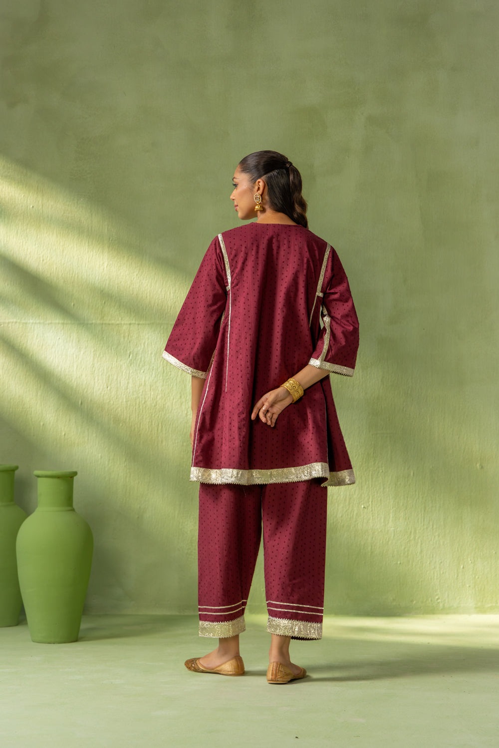 Reva Kurta Salwar Set Burgundy Gota