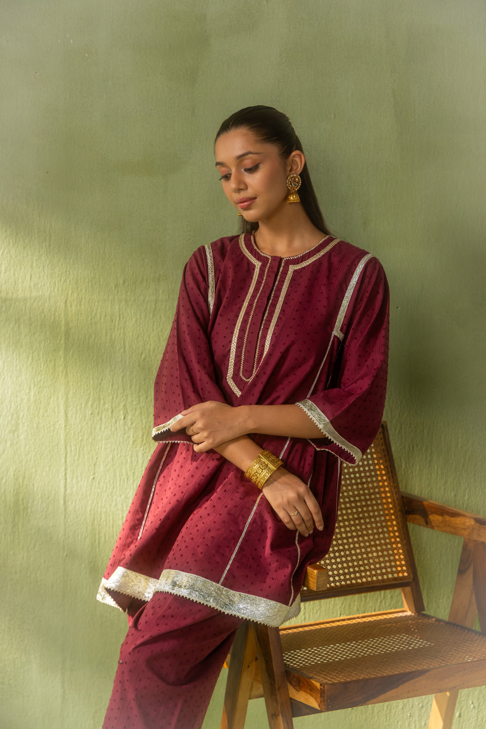 Reva Kurta Salwar Set Burgundy Gota