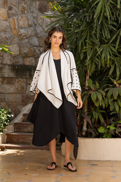 Eva Edge Dress Black And White Dot Boota