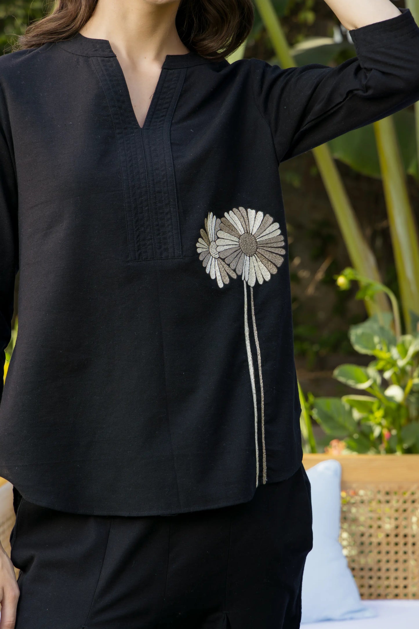 Malona Co-ord Pant Set Black Twin Flora