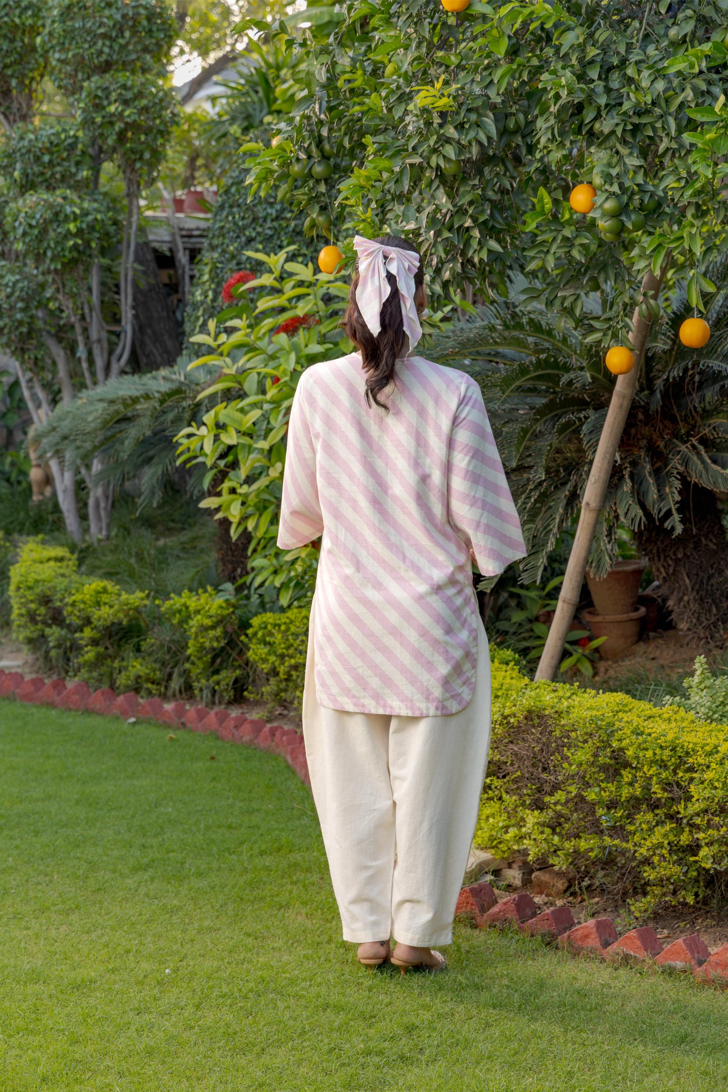 ALORA PALMS STRIPE - KURTA SET BLUSH