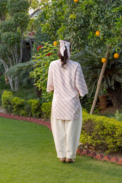 ALORA PALMS STRIPE - KURTA SET BLUSH