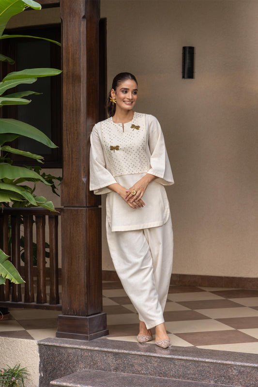 ALORA  BUTTERFLY - KURTA SET IVORY