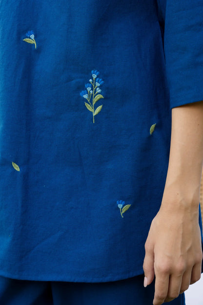 Veya Co-ord Pant Set Blue Petal Garden