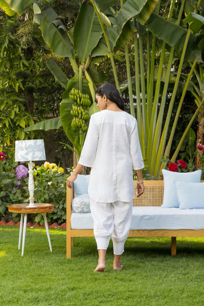 Veya Co-ord Pant Set White Petal Garden