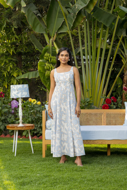 Breeze Dress Floral Blue White