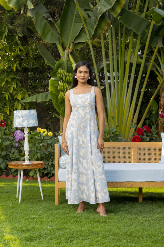 Breeze Dress Floral Blue White