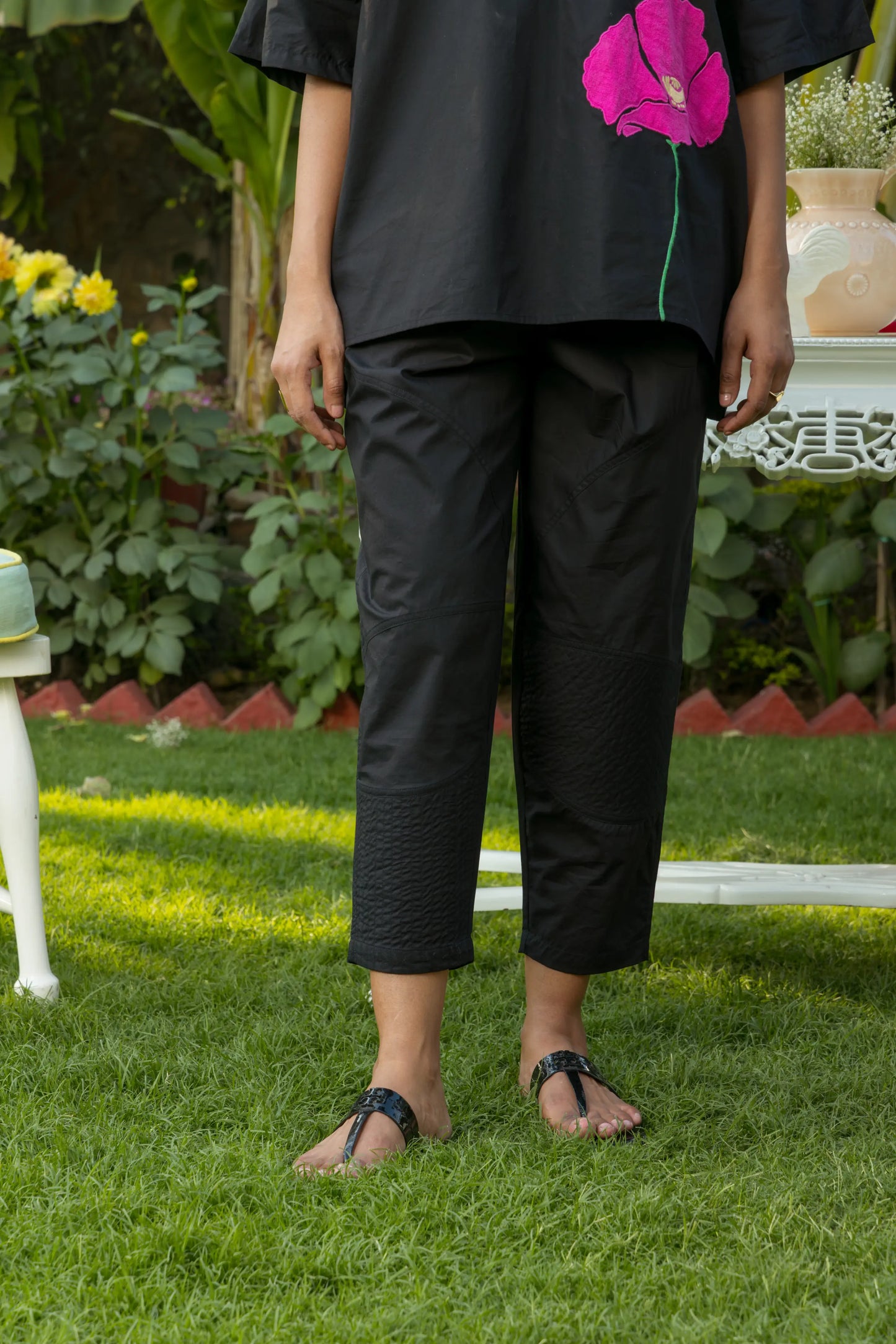 Bloomelle Co-ord Pant Set Black Petal Pop