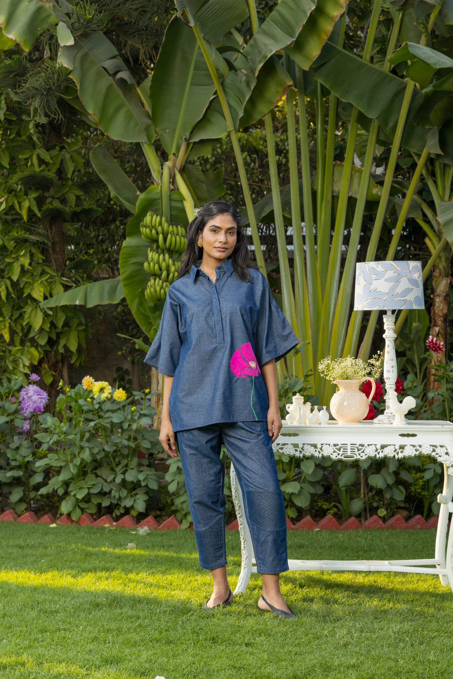 Bloomelle Co-ord Pant Set Navy Petal Pop