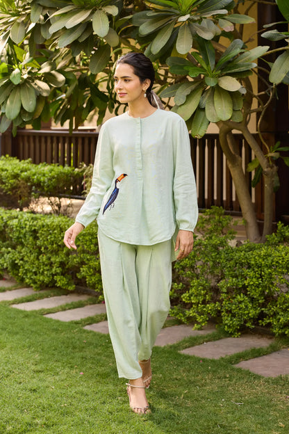 Olena Co-ord Pant Set Light Green Toucan