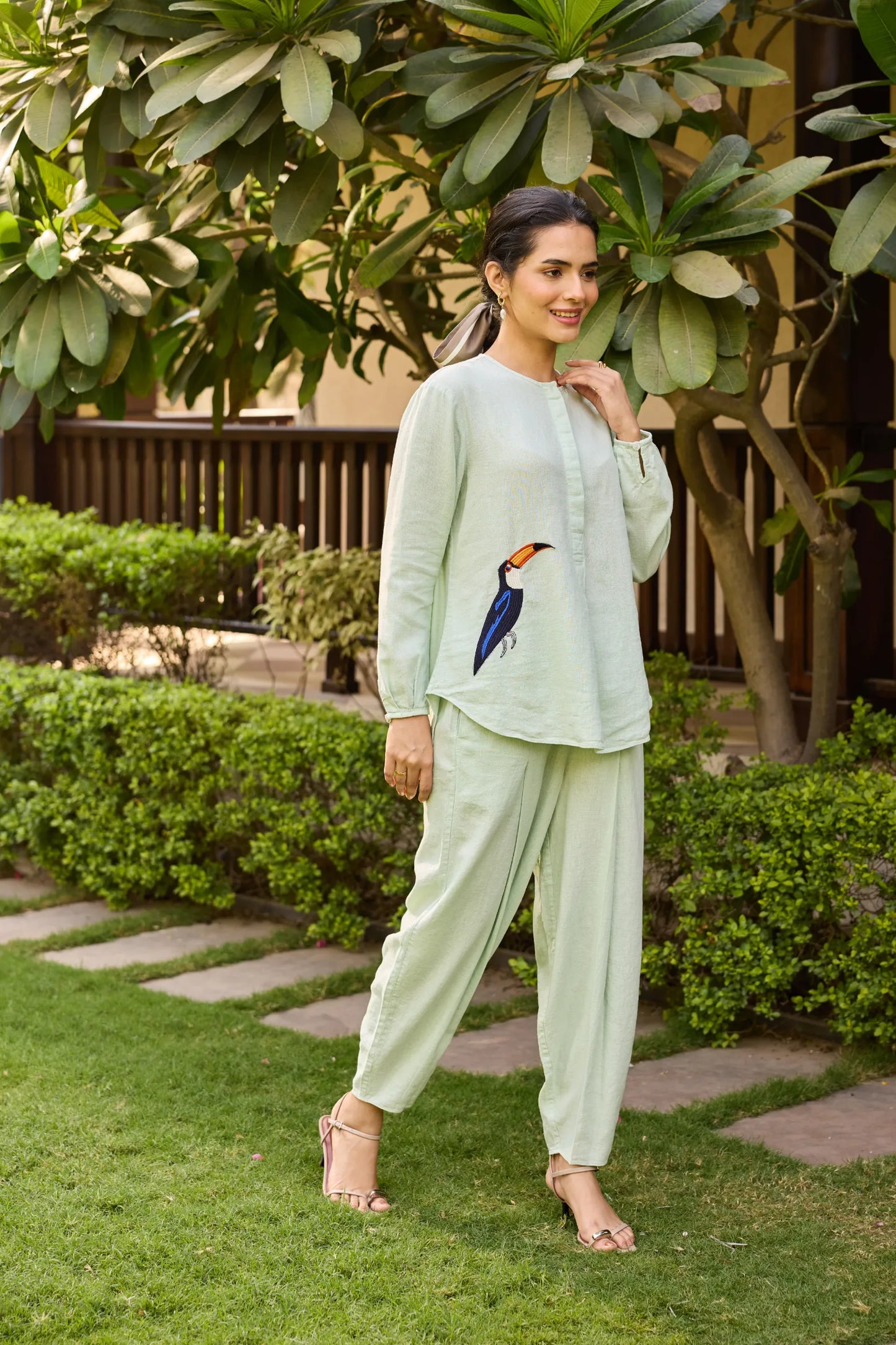 Olena Co-ord Pant Set Light Green Toucan