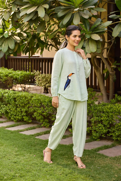 Olena Co-ord Pant Set Light Green Toucan