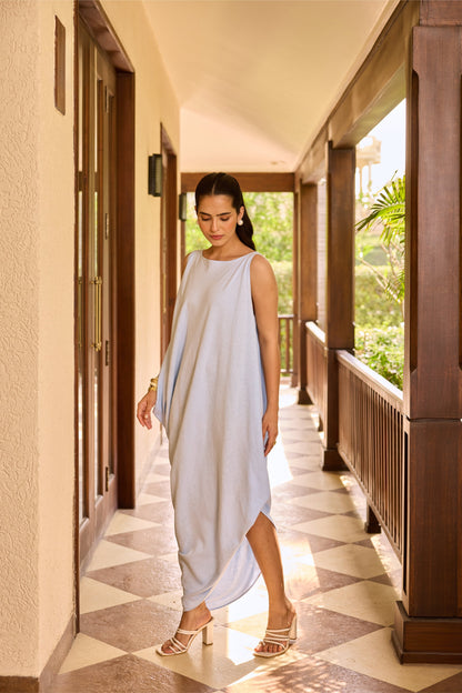 April Cowl Dress - Light Blue