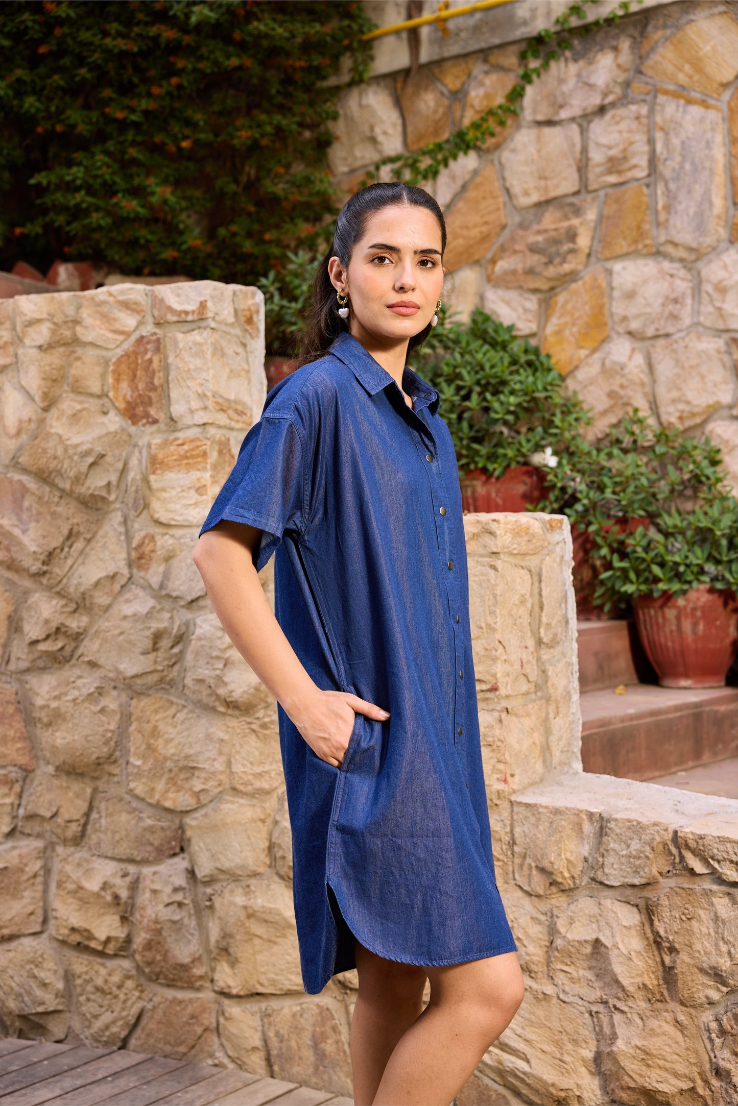 The Alba Dress - Dark Wash