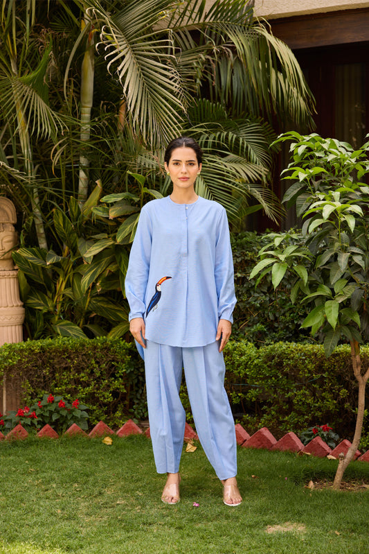 Olena Linen  Cord Set - Powder Blue