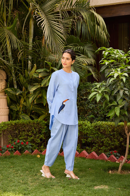 Olena Linen  Cord Set - Powder Blue