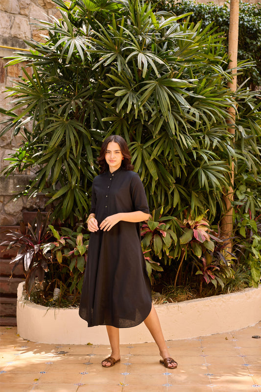 Rose Kurta Dress - Black