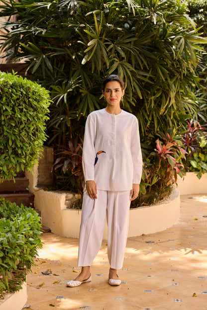 Olena Linen  Cord Set - White