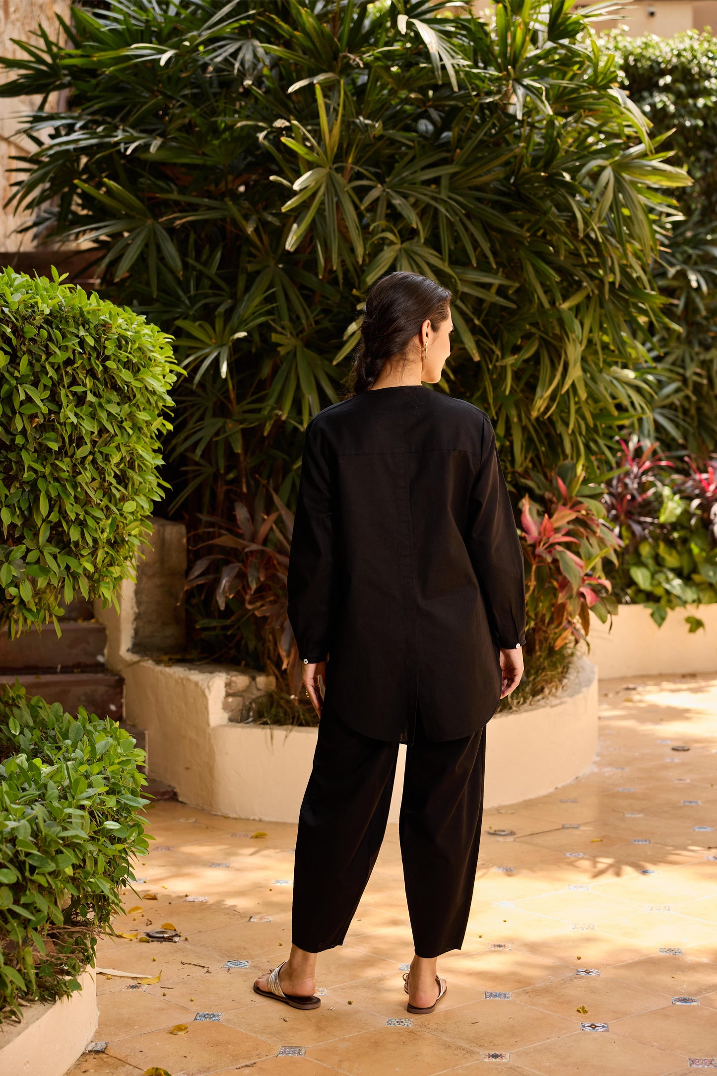 Olena Linen  Cord Set - Black