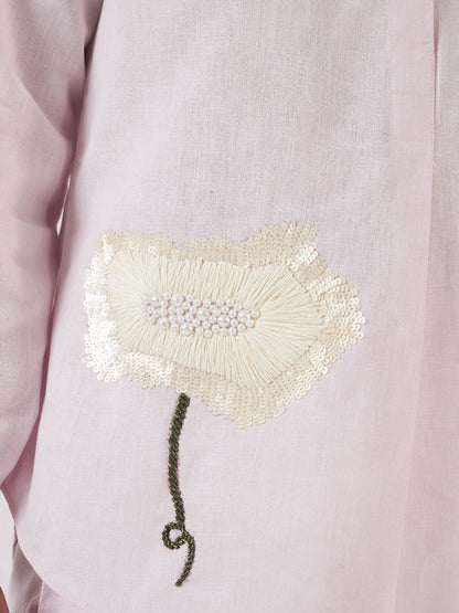 Florian Co-ord Pant Set Light Pink Anchor Thread Flower