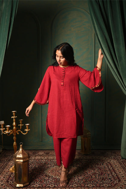 NOOR - KURTA AND PANT SET RED