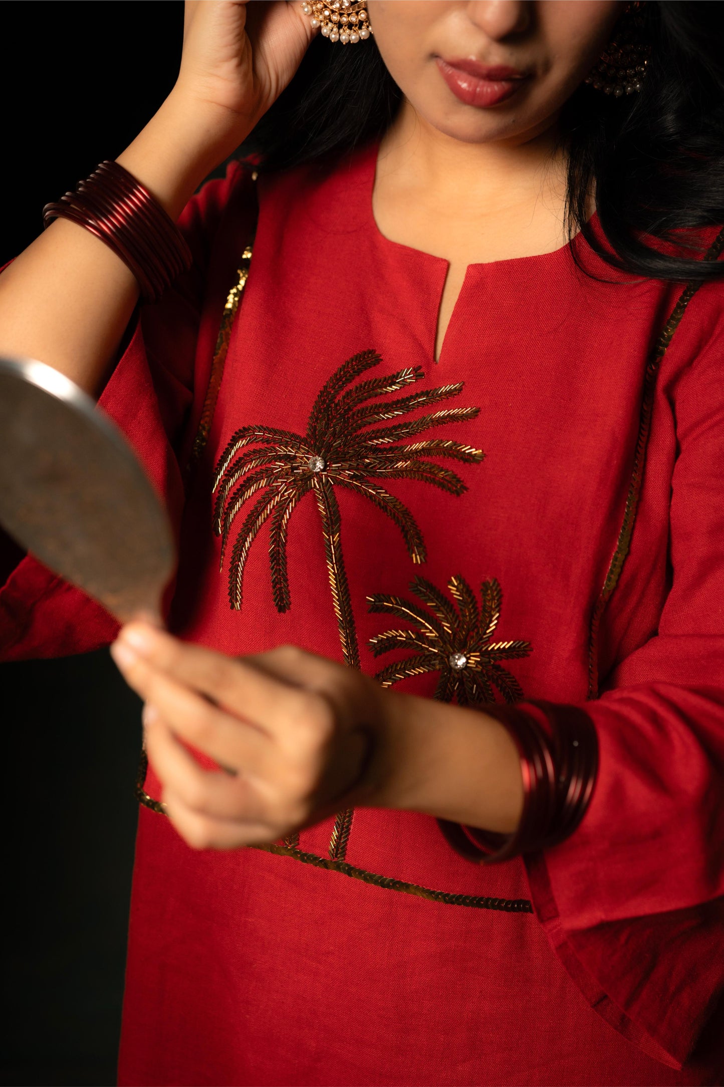 ALORA PALMS - KURTA SET RED