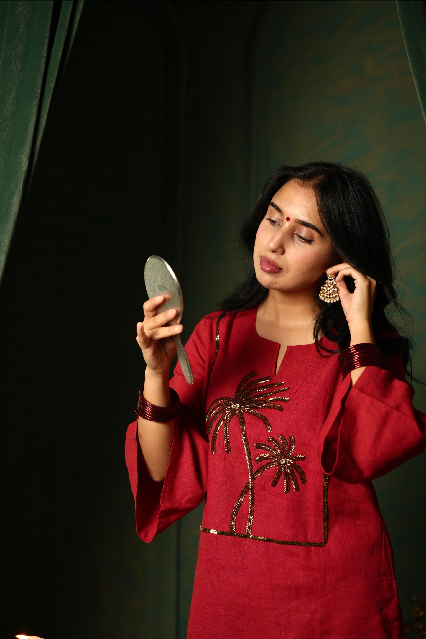 ALORA PALMS - KURTA SET RED