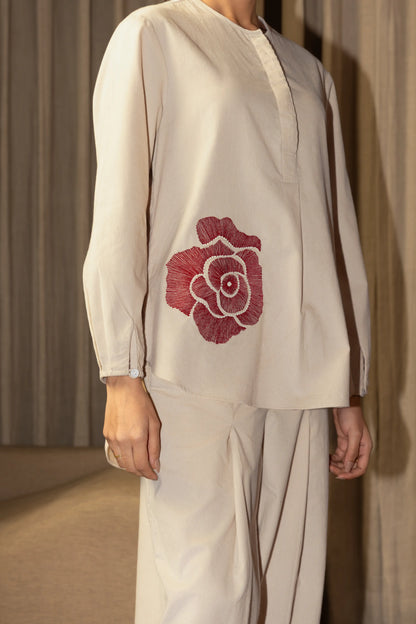 Olena Co-ord Pant Set Beige Flora