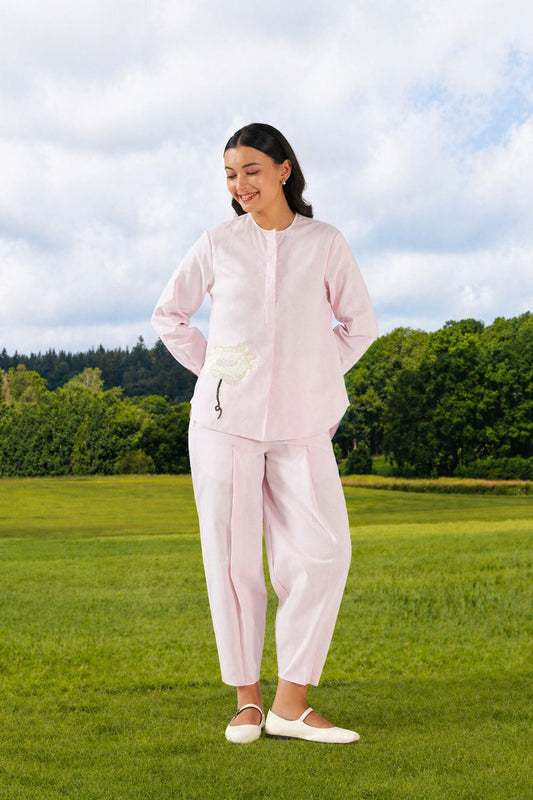Florian Co-ord Pant Set Light Pink Anchor Thread Flower